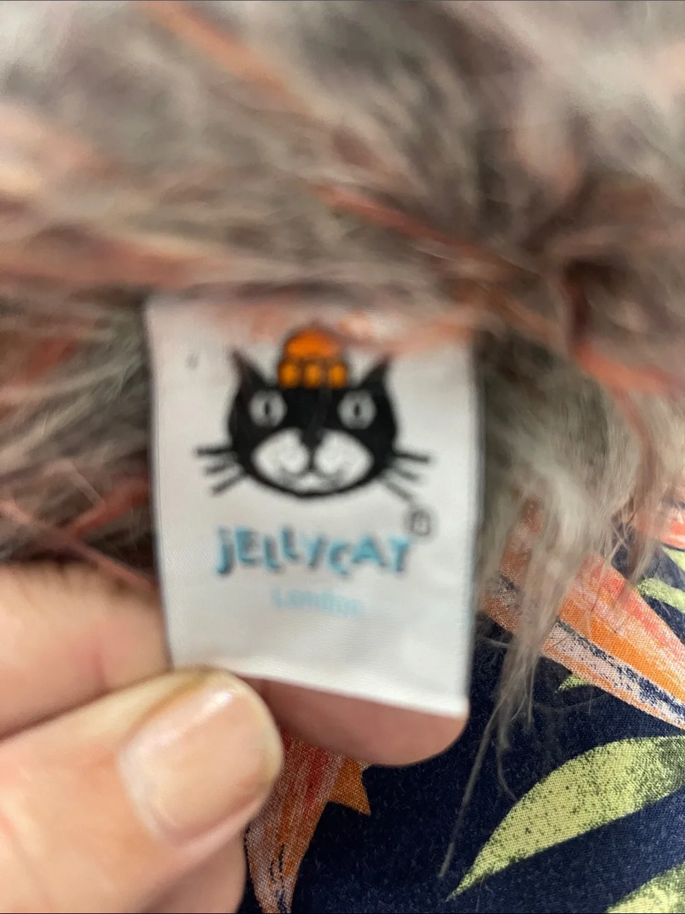 Jellycat Gray and Orange Shaggy Plush